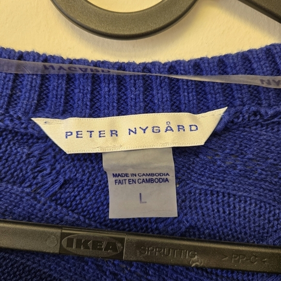 Peter Nygard Cable Knit Angled hem sweater Blue L - Picture 4 of 6